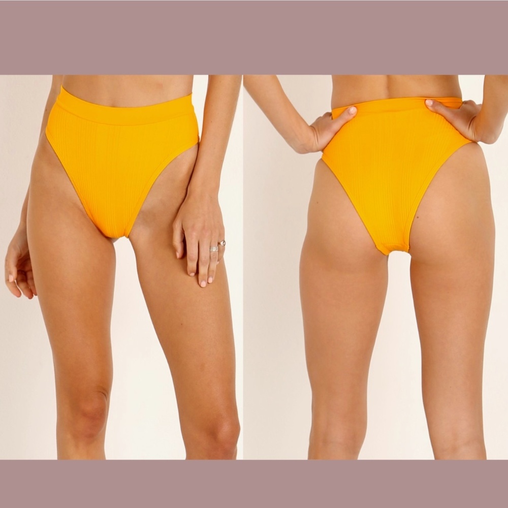 NEW‎ L Space [ Small ] French Cut High Waist Textured Bottoms Mandarin